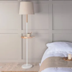 Fjôrd Vloerlamp Hattman Wit Hout Marmer /Linnen