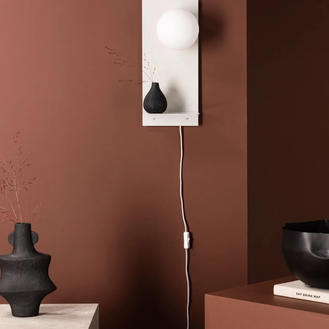 Fjôrd Wandlamp Troyes Lichtgrijs/wit Glas