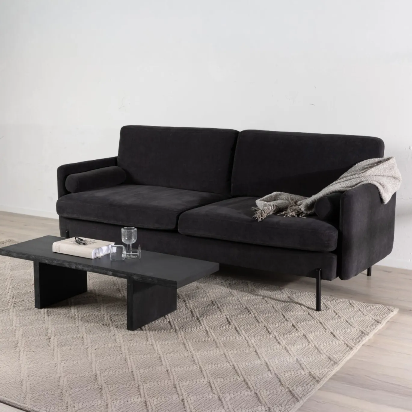 Fjôrd 3-zitsbank Antibes Velvet Donkergrijs