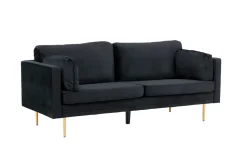 Fjôrd 3-zitsbank Boom Velvet Zwart met Gouden Onderstel