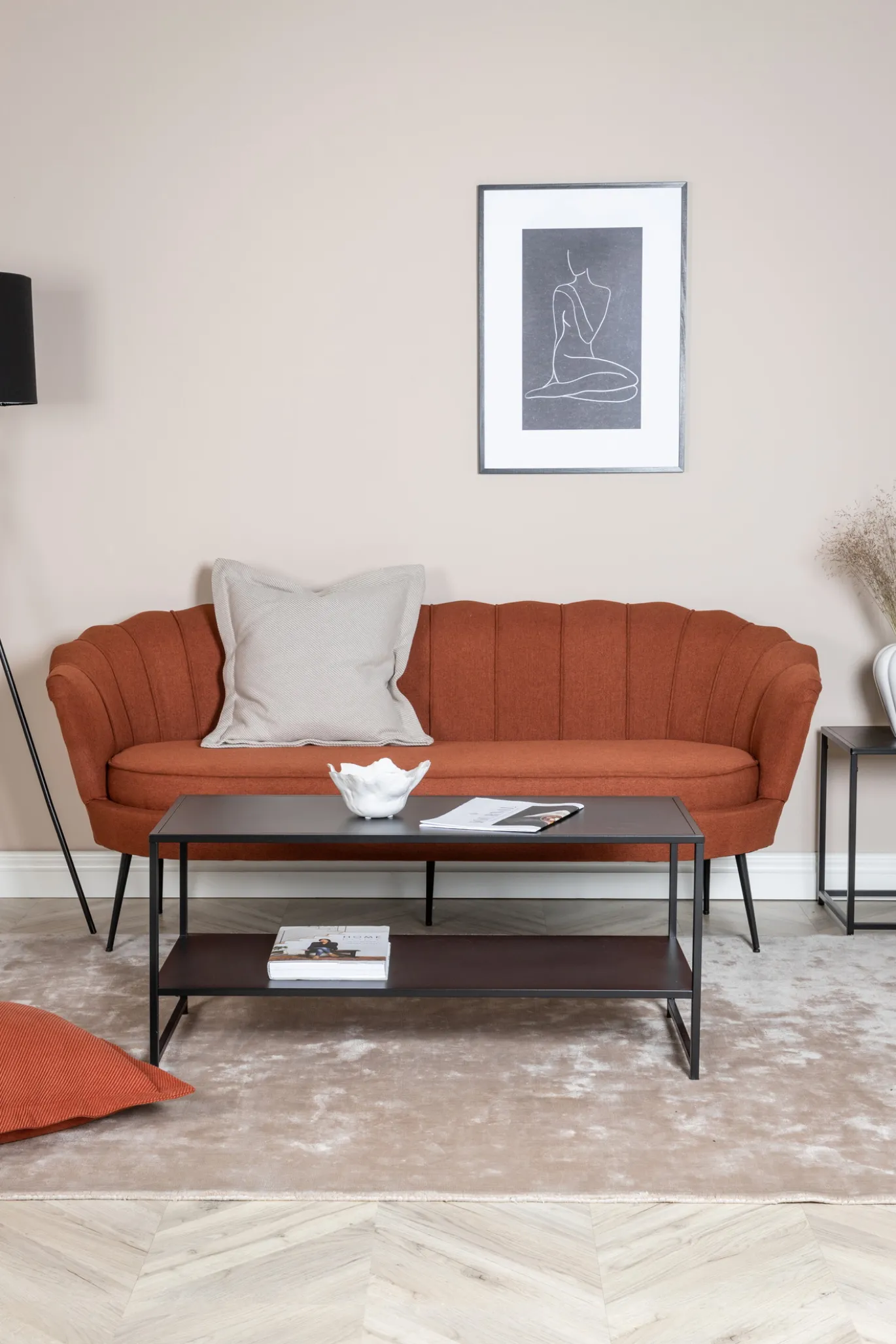 Fjôrd 3-zitsbank Calais Roest Stof