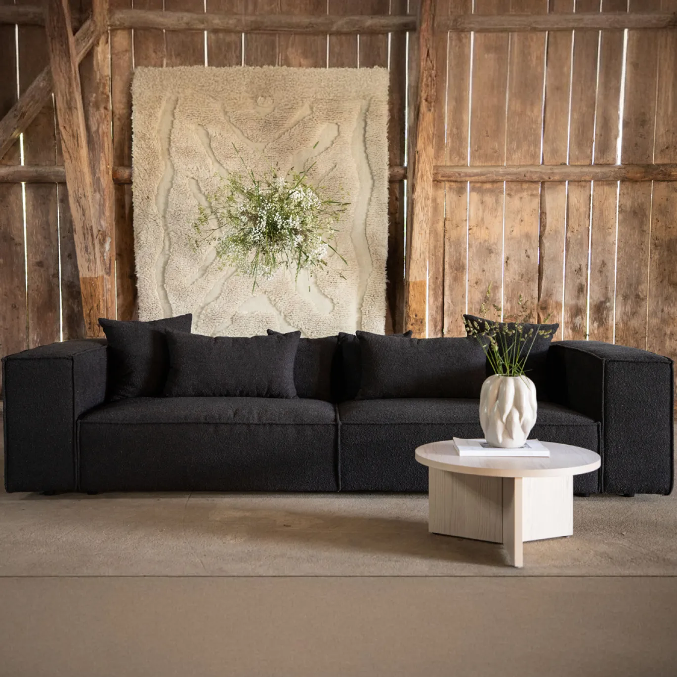 Fjôrd 3-Zitsbank Gillholmen Zwart Bouclé