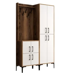 Garderobemeubel Berlin Melamine Walnoot Wit