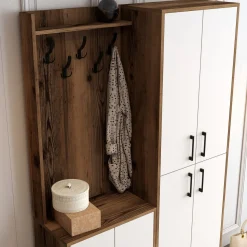 Garderobemeubel Berlin Melamine Walnoot Wit