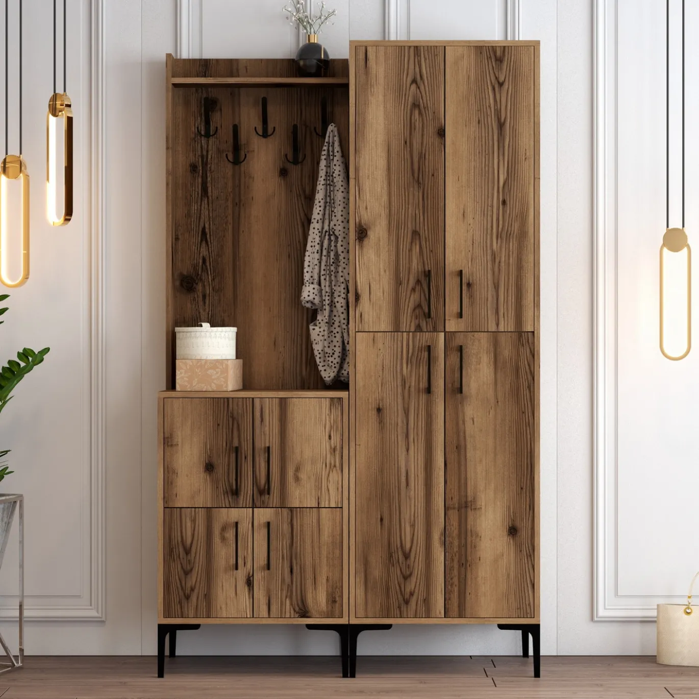 Garderobemeubel Berlin Melamine Walnoot
