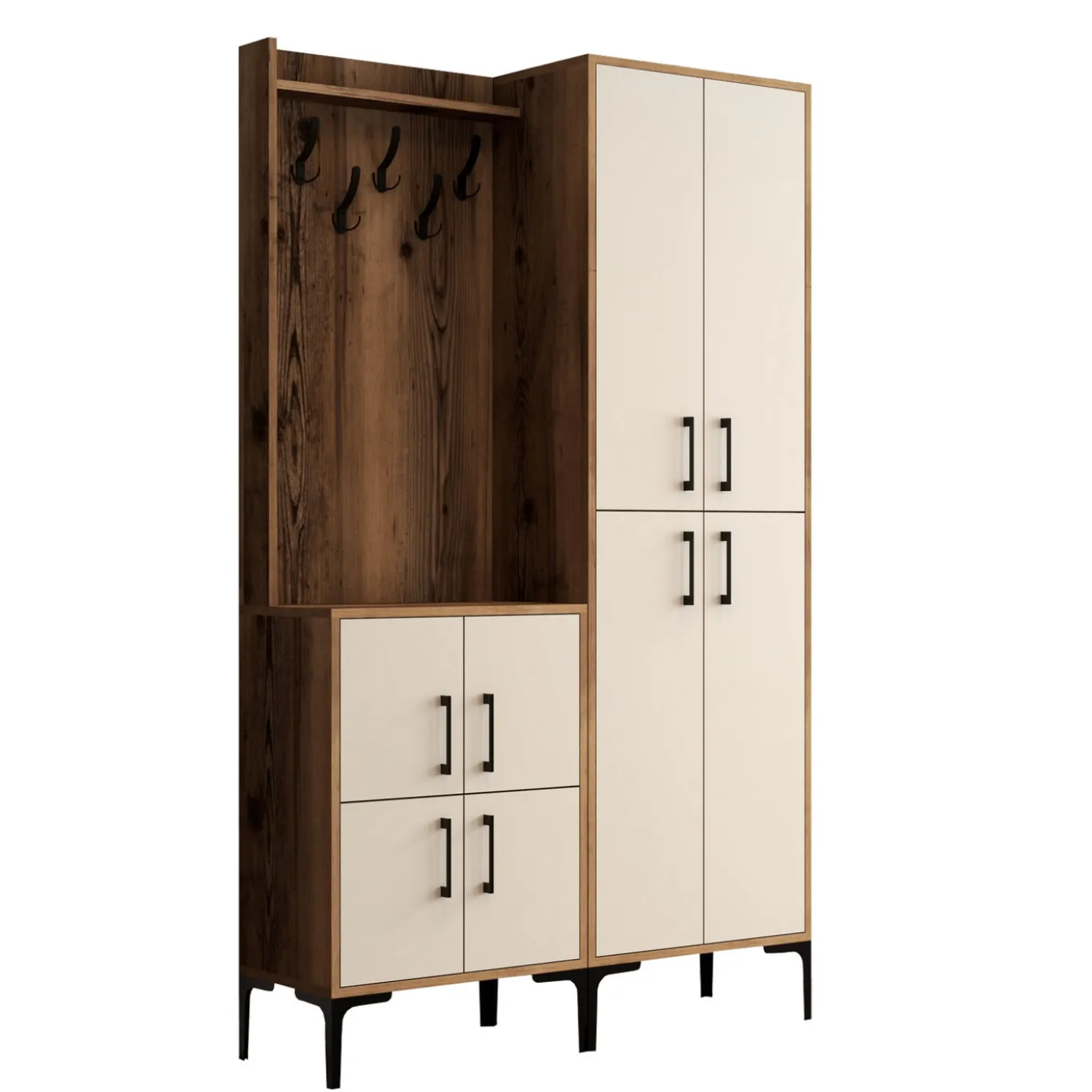 Garderobemeubel Berlin Melamine Walnoot Crème