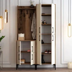 Garderobemeubel Berlin Melamine Walnoot Crème