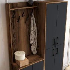 Garderobemeubel Berlin Melamine Walnoot Antraciet