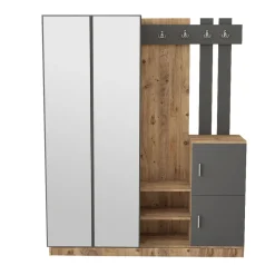 Garderobemeubel Didim Large Melamine Atlantic Pine Antraciet
