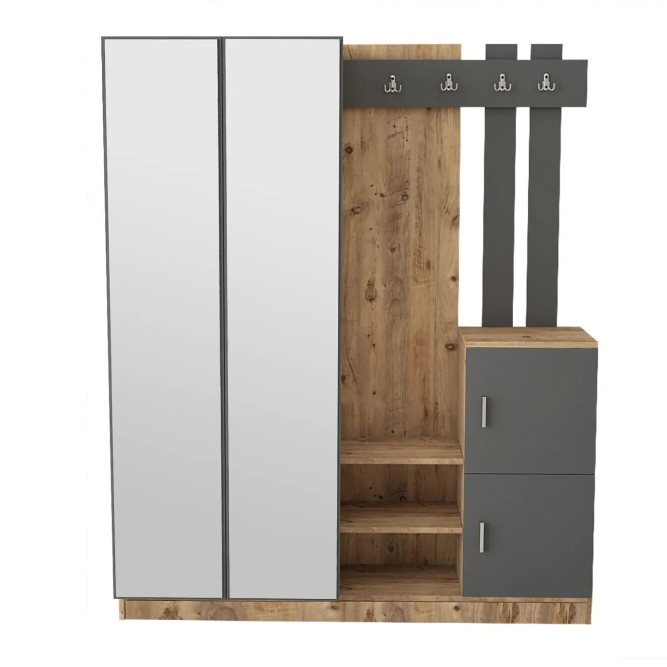 Garderobemeubel Didim Large Melamine Atlantic Pine Antraciet