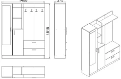Garderobemeubel Didim Melamine Wit