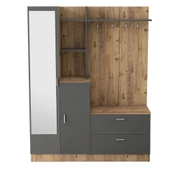 Garderobemeubel Didim Melamine Atlantic Pine Antraciet
