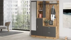 Garderobemeubel Didim Melamine Atlantic Pine Antraciet
