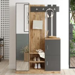 Garderobemeubel Didim Naturel/Antraciet S
