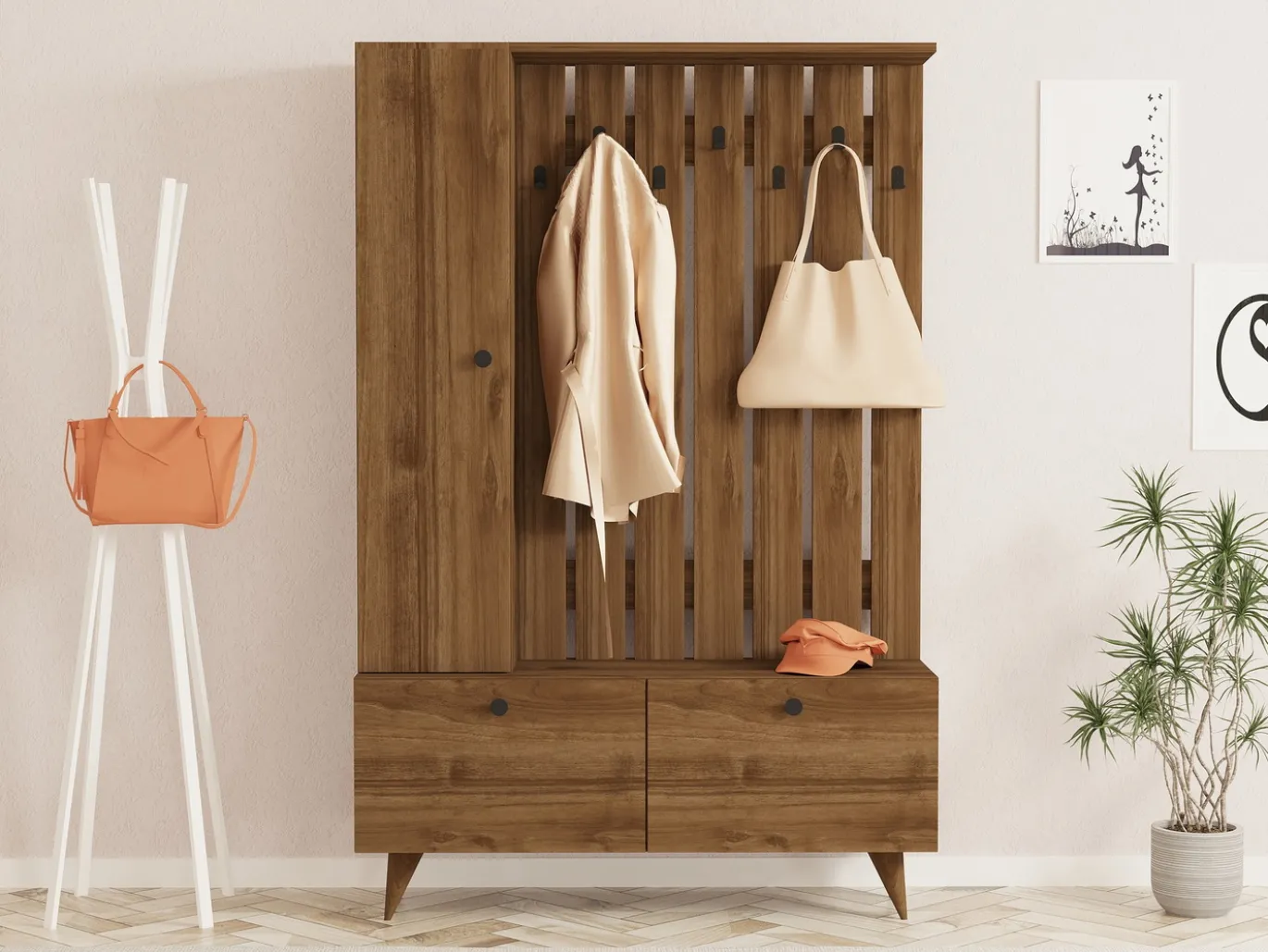 Garderobemeubel Lala Melamine Walnoot