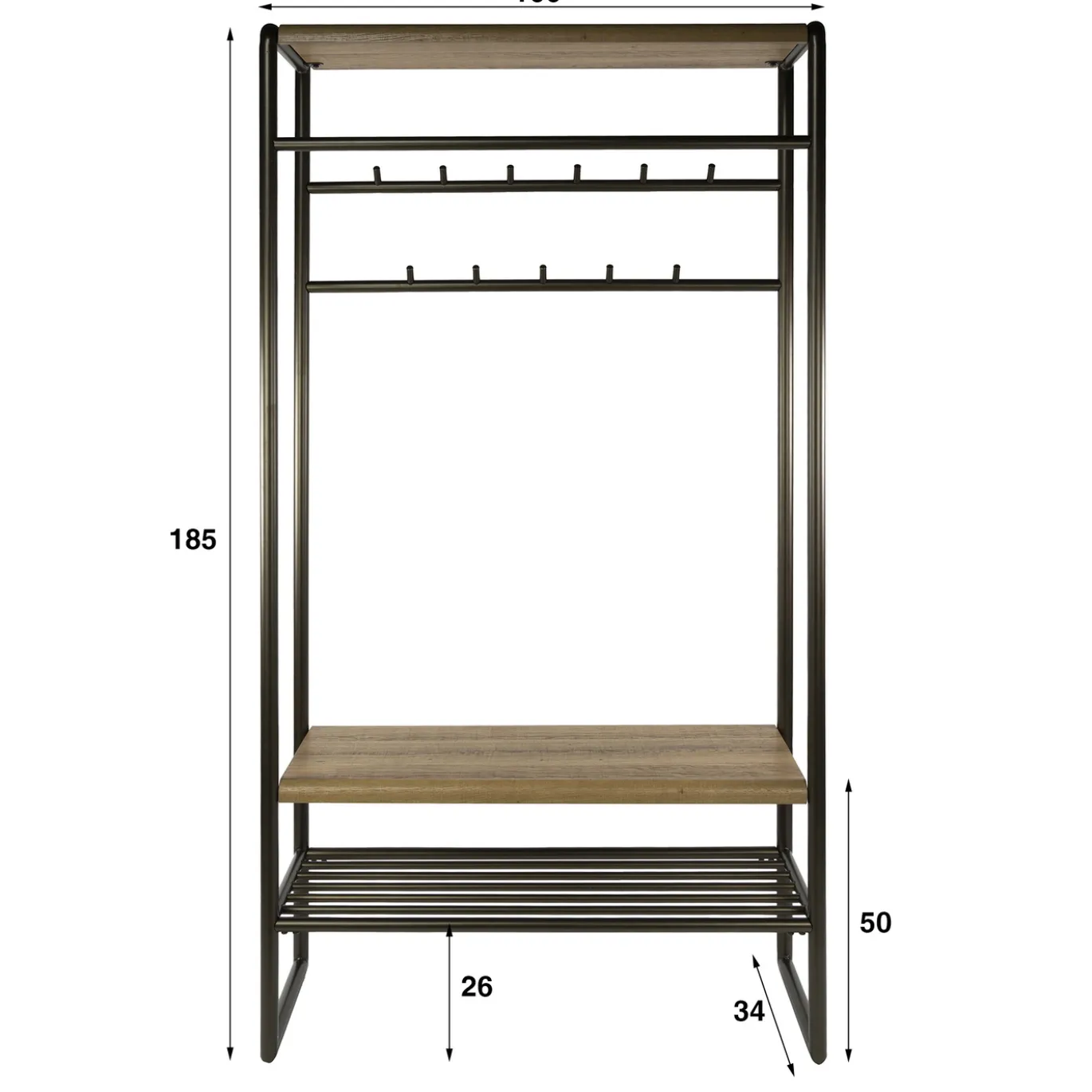 Garderobemeubel Luno 100cm Drift Brown - Giga Meubel