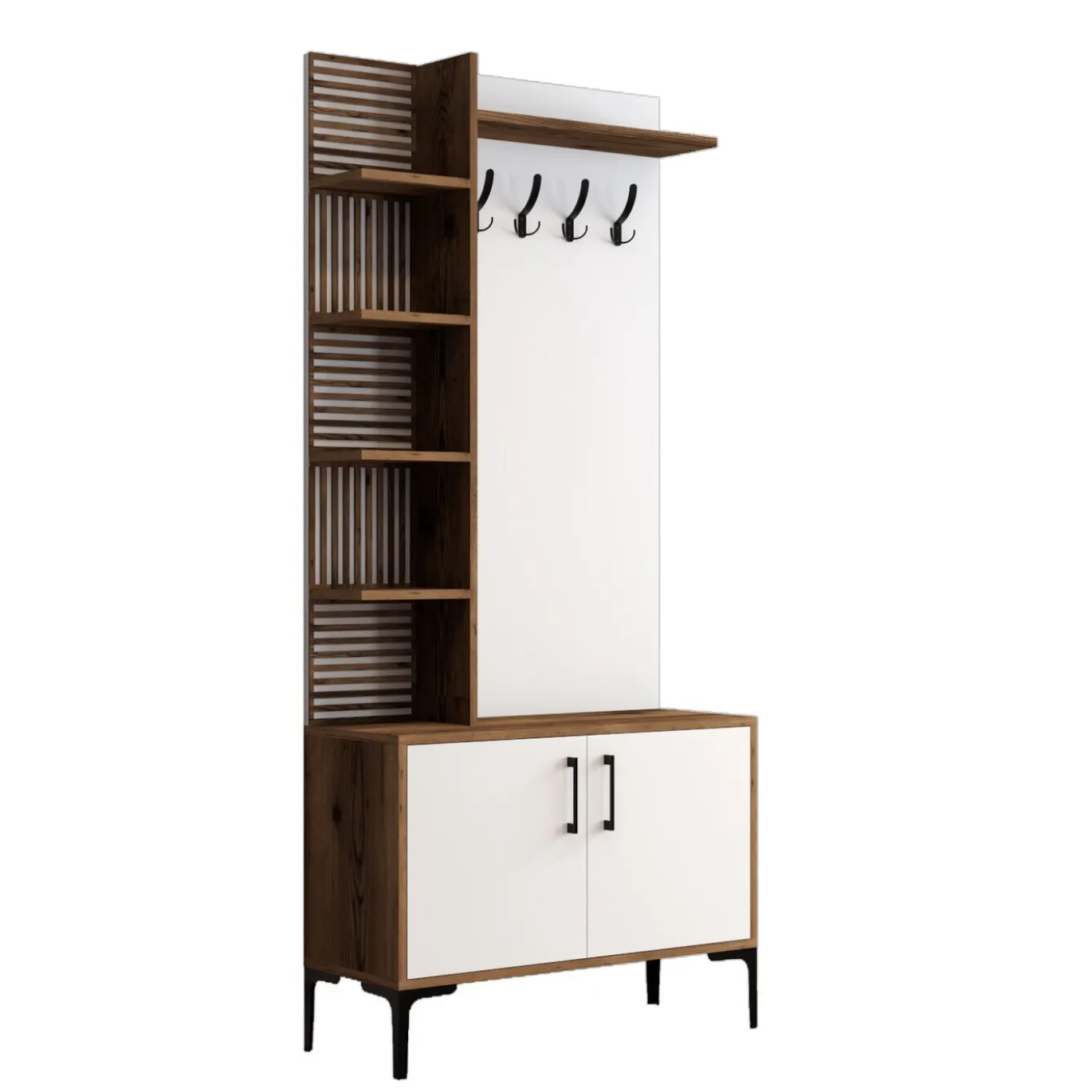 Garderobemeubel Viyana Melamine Walnoot Wit
