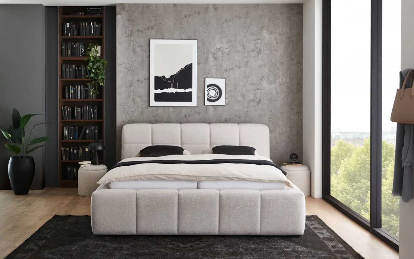 Gestoffeerd Bed Soda Beige 180x200cm - Giga Meubel