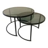 Haans Salontafel Metro Glas Metaal Zwart Set van 2