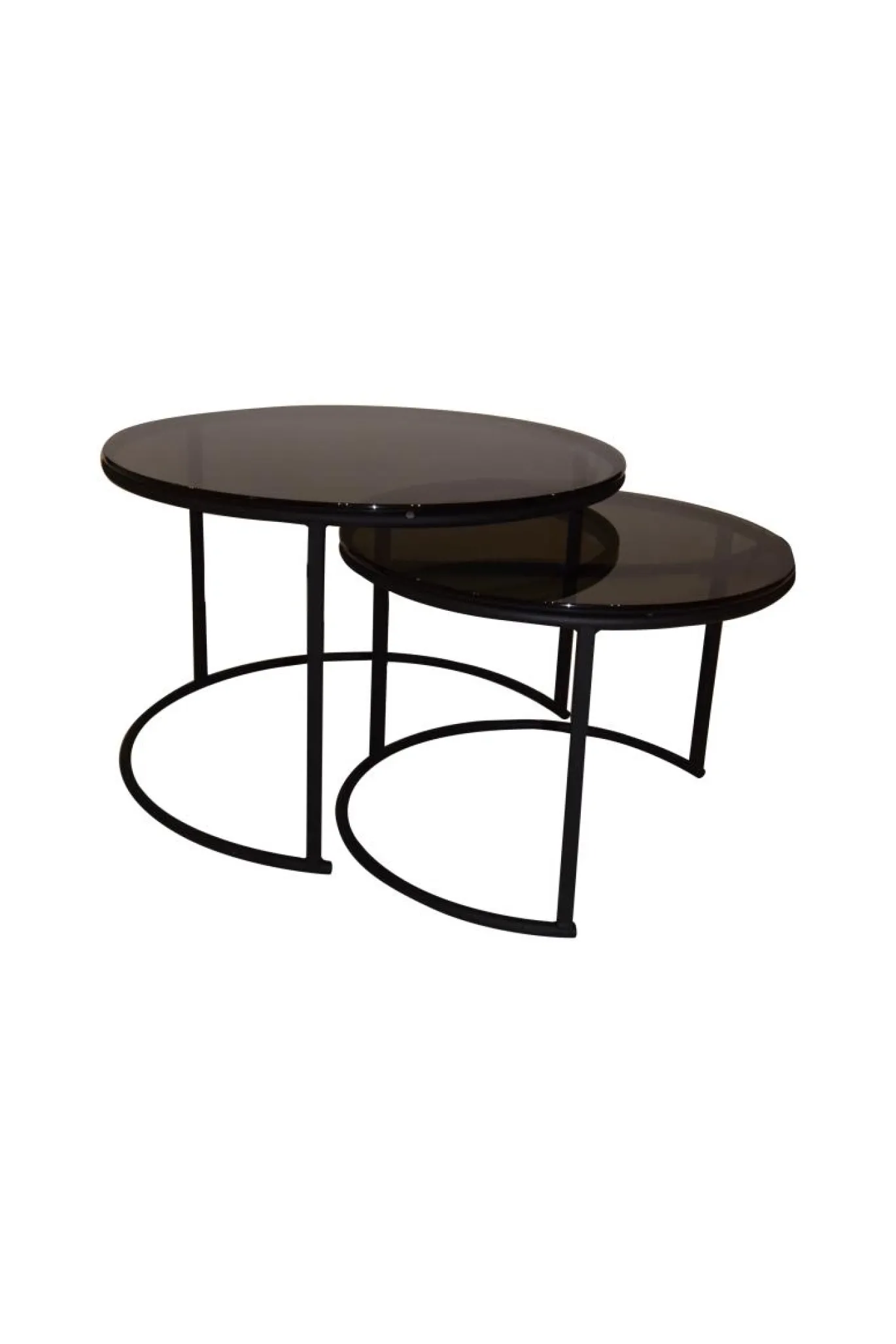 Haans Salontafel Metro Glas Metaal Zwart Set van 2