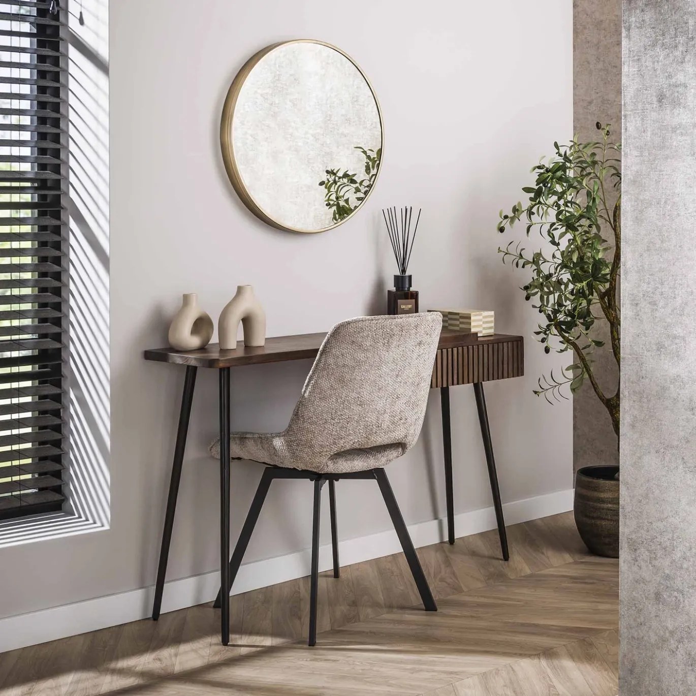 Hal-/kaptafel Carve 1 Lade Massief Acacia Bruin - Giga Meubel
