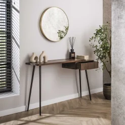 Hal-/kaptafel Carve 1 Lade Massief Acacia Bruin - Giga Meubel