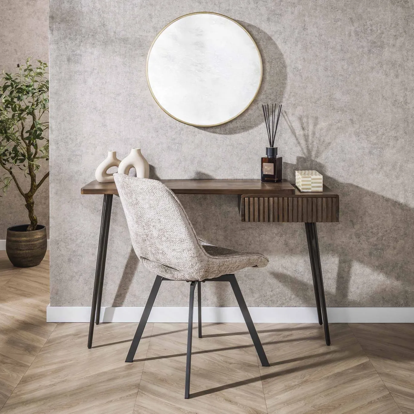 Hal-/kaptafel Carve 1 Lade Massief Acacia Bruin - Giga Meubel