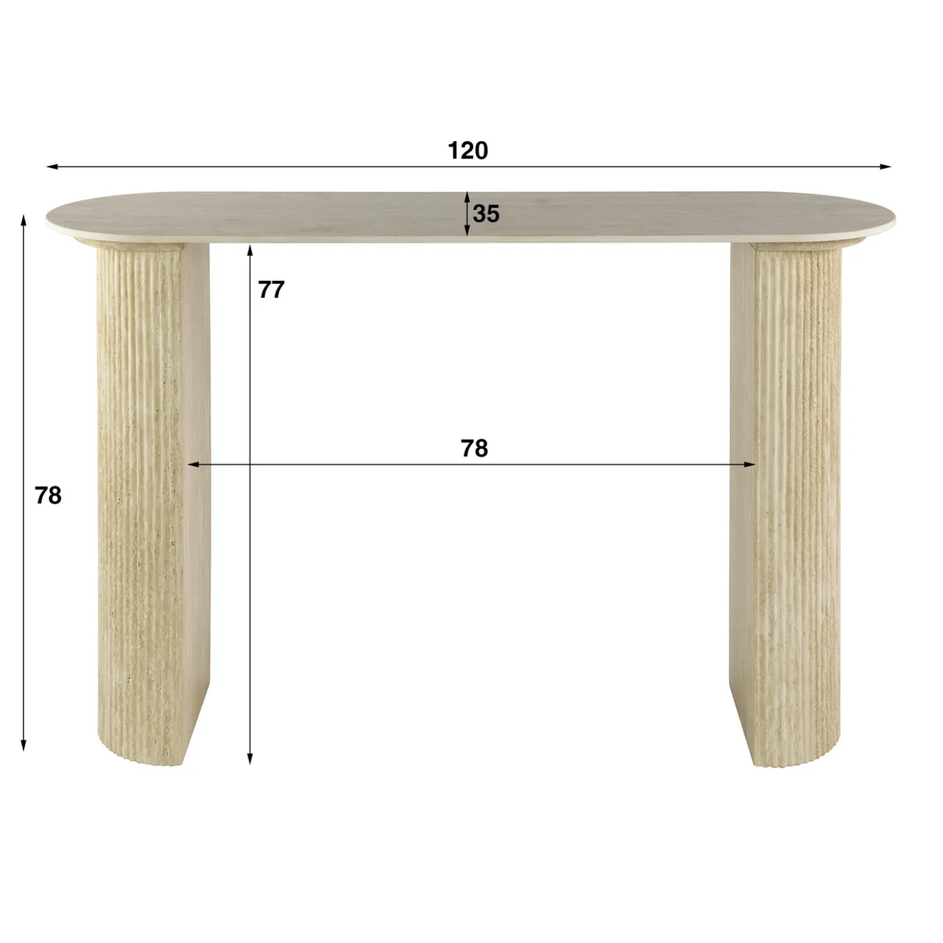 Hal/kaptafel Romano Arch Keramiek Travertin - Giga Meubel