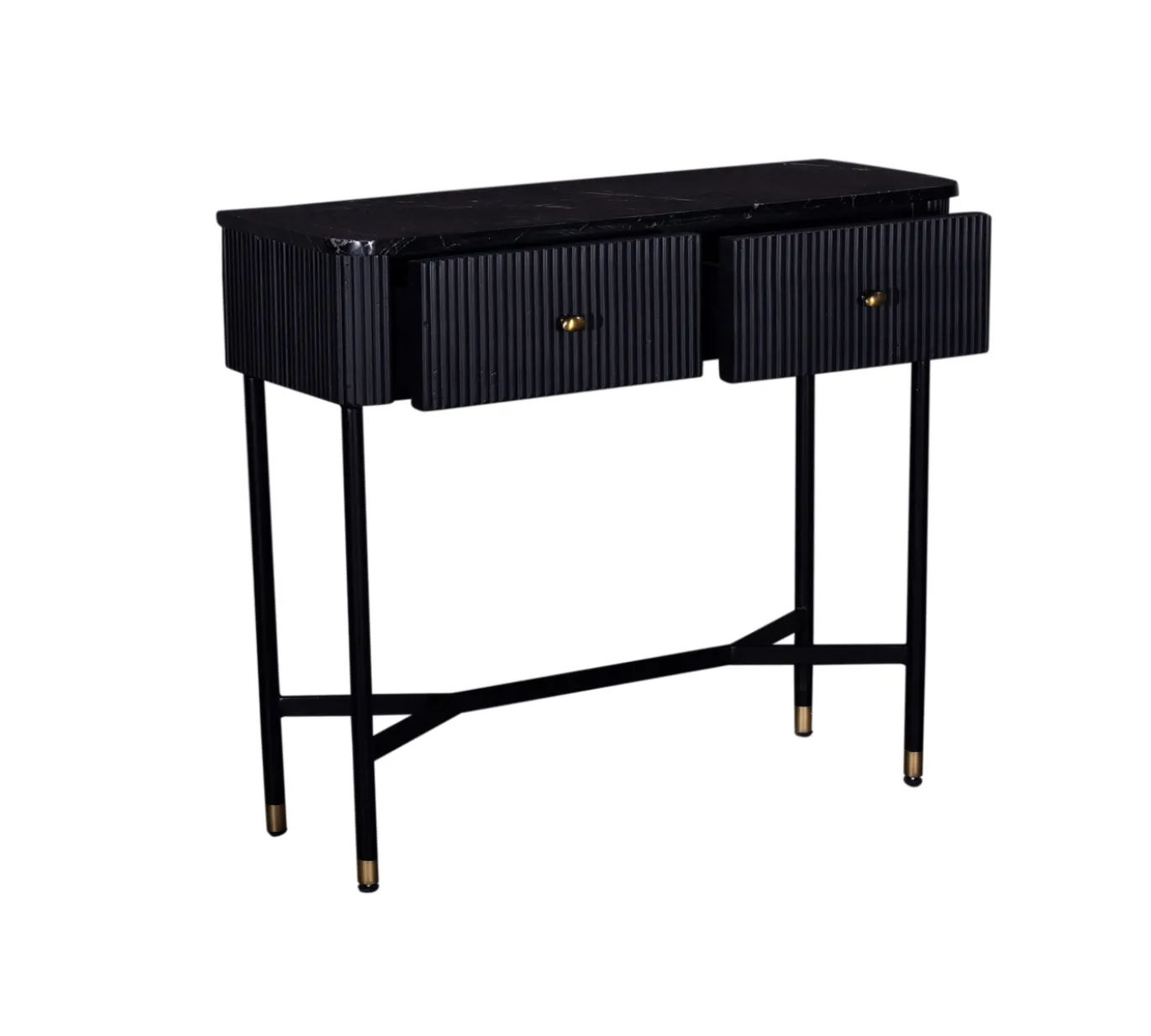 Halkastje Japandi Zwart met Marmer 90cm - Giga Meubel