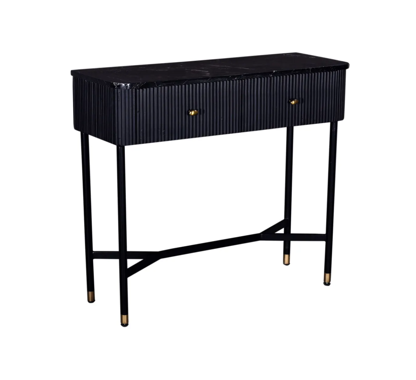Halkastje Japandi Zwart met Marmer 90cm - Giga Meubel