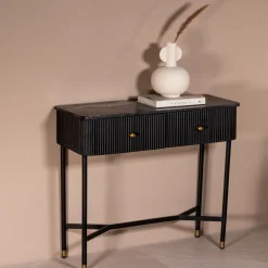 Halkastje Japandi Zwart met Marmer 90cm - Giga Meubel