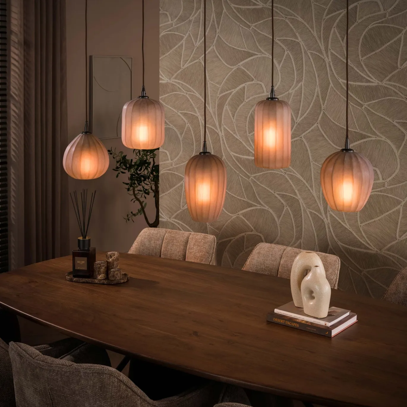 Hanglamp Altura 5-lichts Sienna Bruin Frosted - Giga Meubel