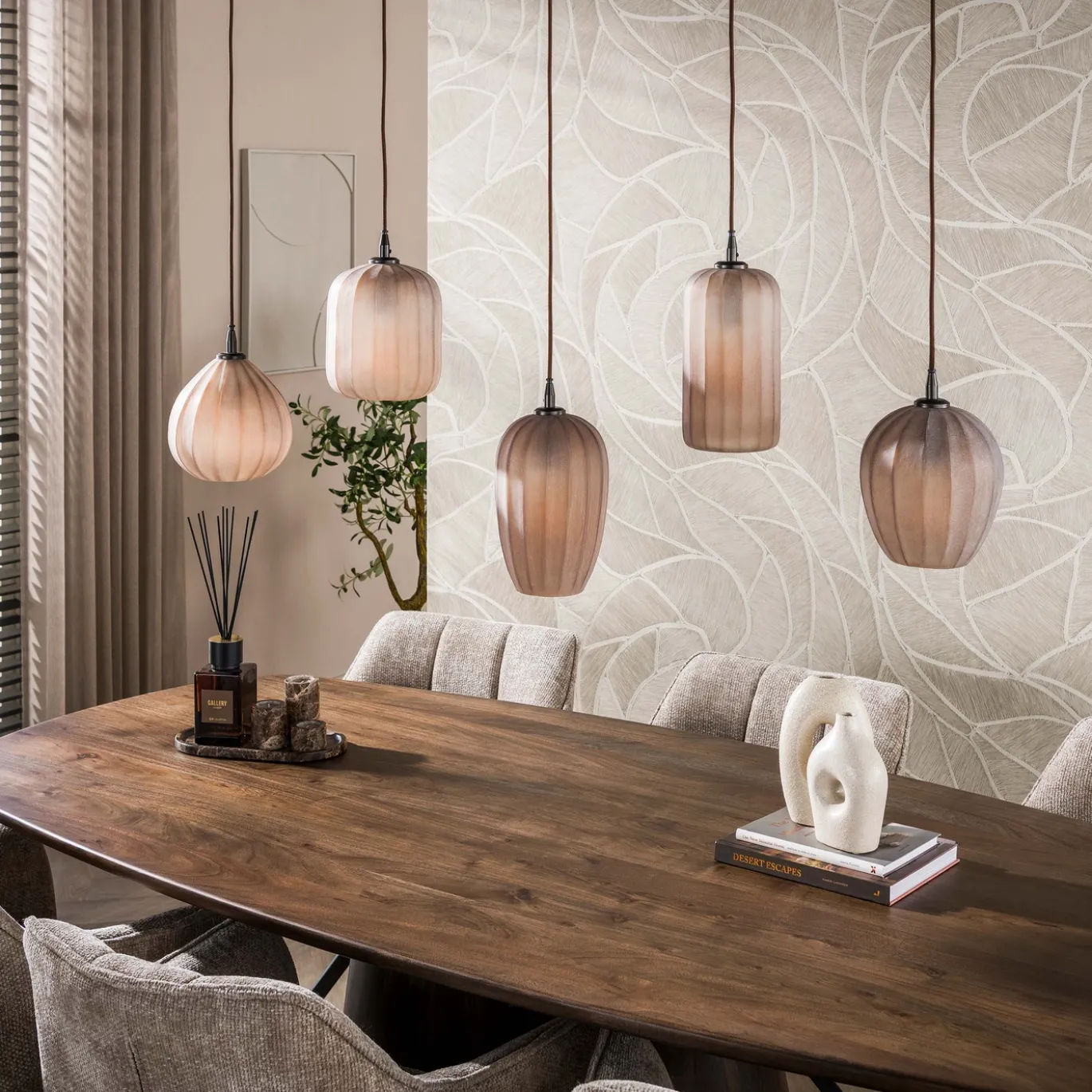 Hanglamp Altura 5-lichts Sienna Bruin Frosted - Giga Meubel