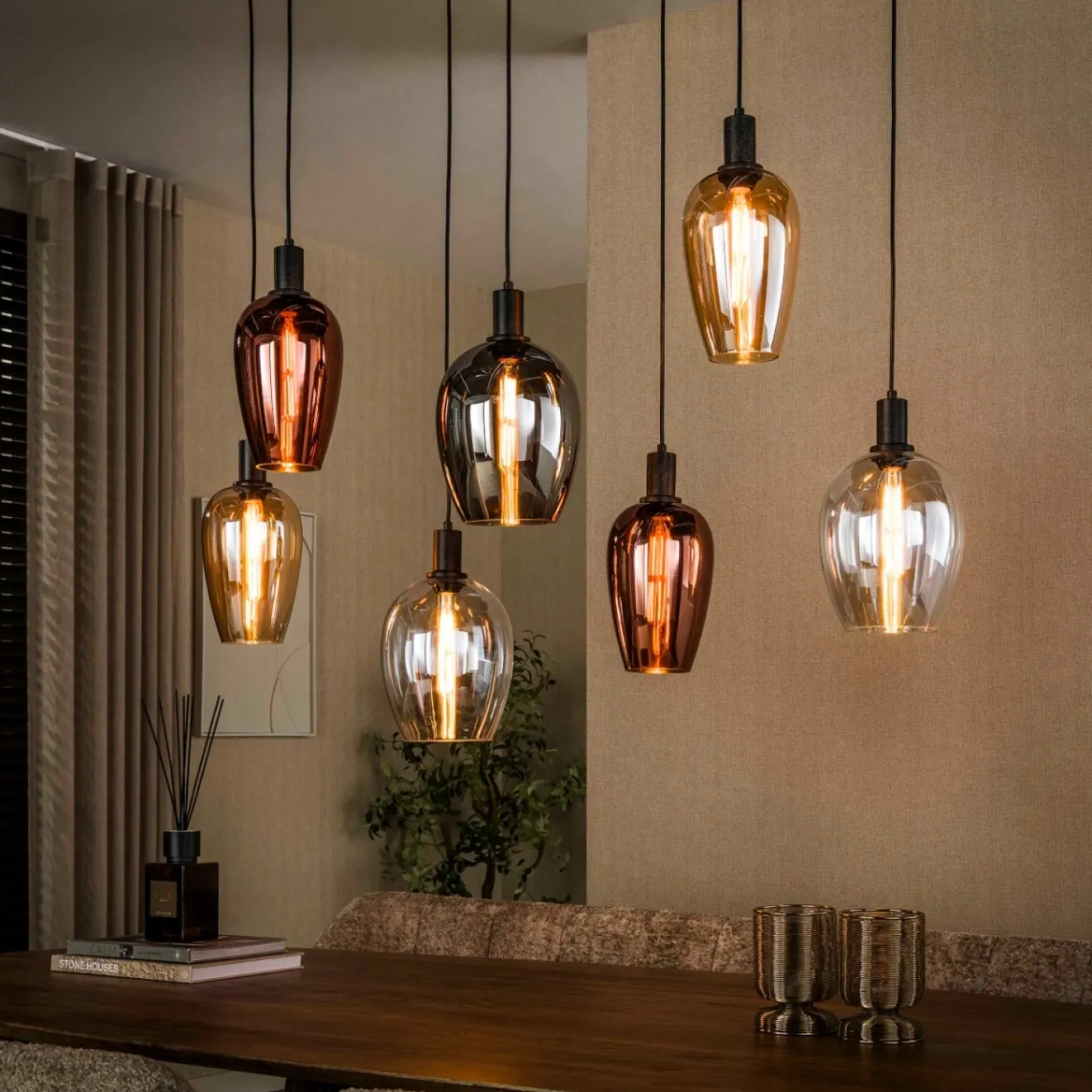 Hanglamp Amfora 7-lichts Artic Zwart - Giga Meubel