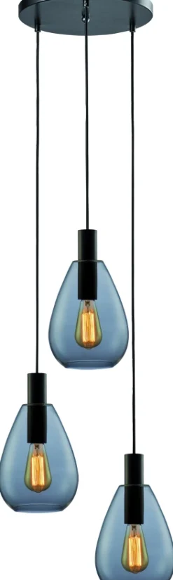 Hanglamp Anita 3-Lichts Getrapt Smoke Glas - Giga Meubel