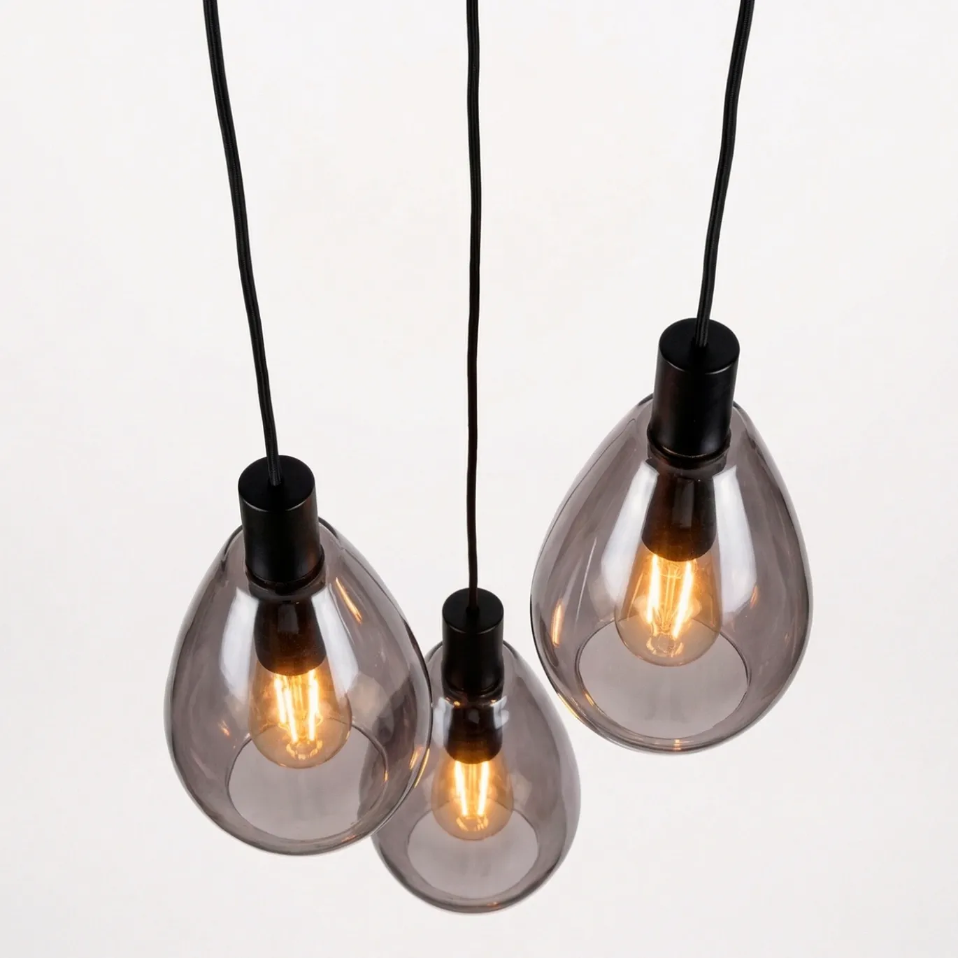 Hanglamp Anita 3-Lichts Getrapt Smoke Glas - Giga Meubel