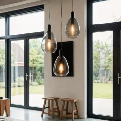 Hanglamp Anita 3-Lichts Getrapt Smoke Glas - Giga Meubel