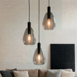 Hanglamp Anita 3-Lichts Getrapt Smoke Glas - Giga Meubel