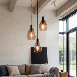 Hanglamp Anita 3-Lichts Getrapt Smoke Glas - Giga Meubel