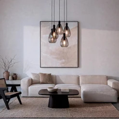Hanglamp Anita 5-Lichts Getrapt Smoke Glas - Giga Meubel