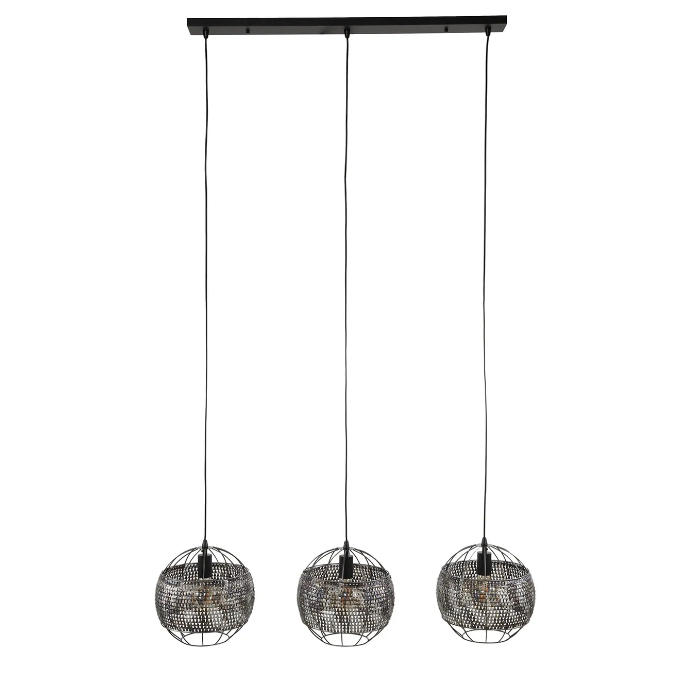 Hanglamp Armor Open 3-Lichts Zwart/Bruin - Giga Meubel