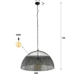 Hanglamp Armor Zwart Bruin Ø80cm - Giga Meubel