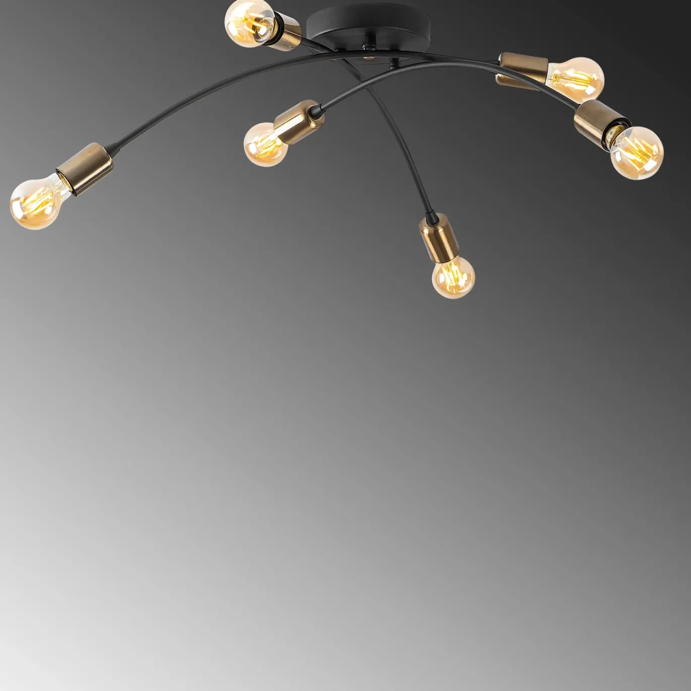 Hanglamp Banana Metaal Zwart Goud 6-Lichts