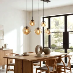 Hanglamp Bart 5-Lichts Amber Glas - Giga Meubel