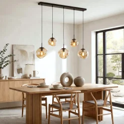 Hanglamp Bart 5-Lichts Amber Glas - Giga Meubel