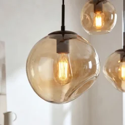 Hanglamp Bart 5-Lichts Amber Glas - Giga Meubel