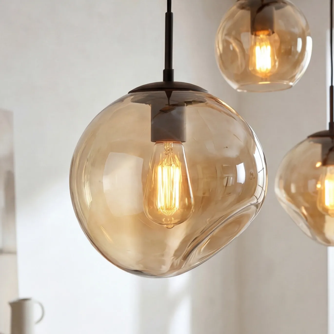 Hanglamp Bart 5-Lichts Amber Glas - Giga Meubel