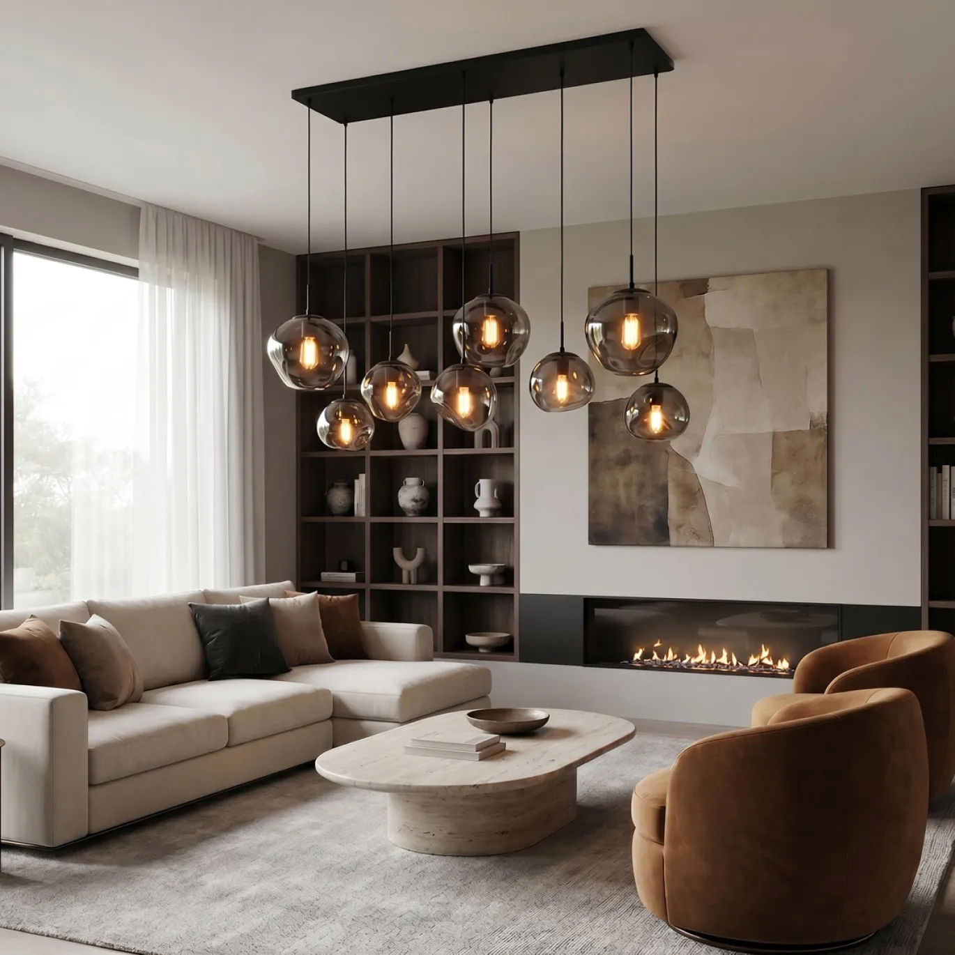 Hanglamp Bart 8-Lichts Smoke Glas - Giga Meubel