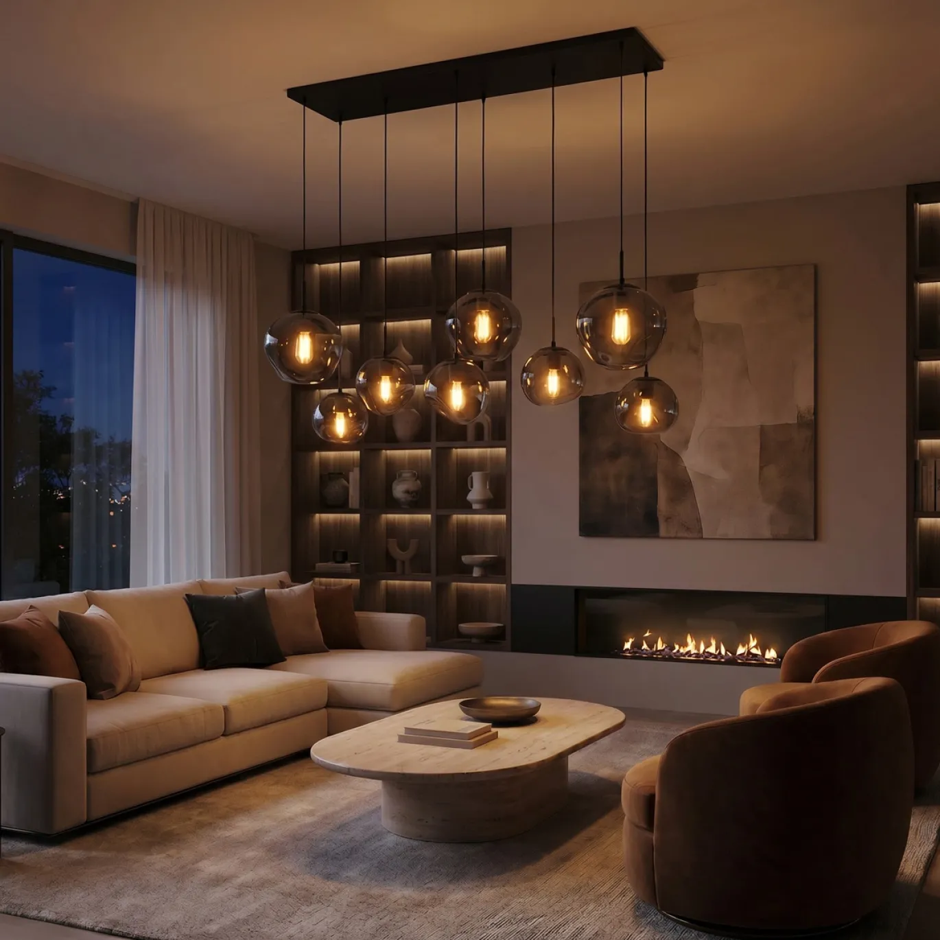 Hanglamp Bart 8-Lichts Smoke Glas - Giga Meubel