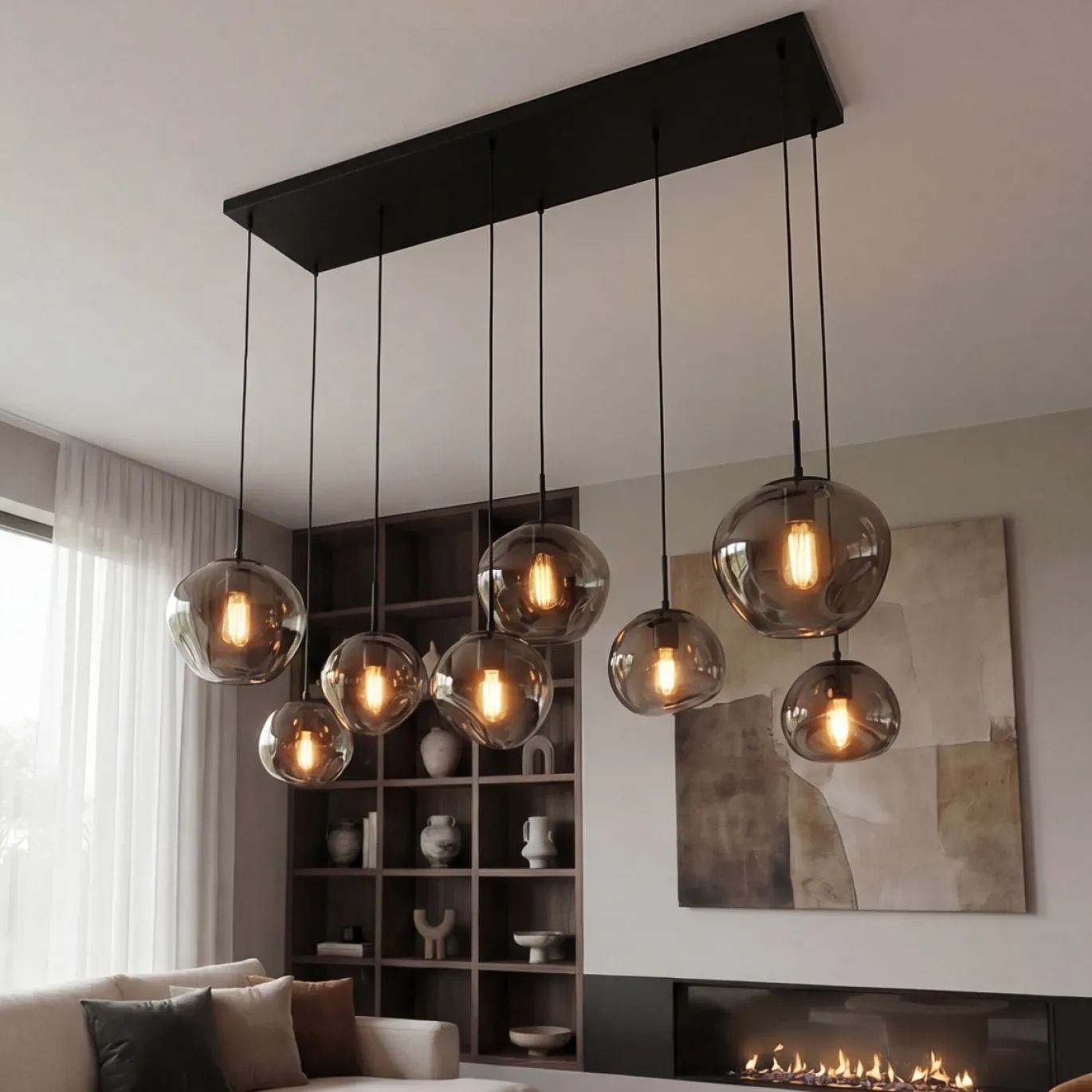 Hanglamp Bart 8-Lichts Smoke Glas - Giga Meubel